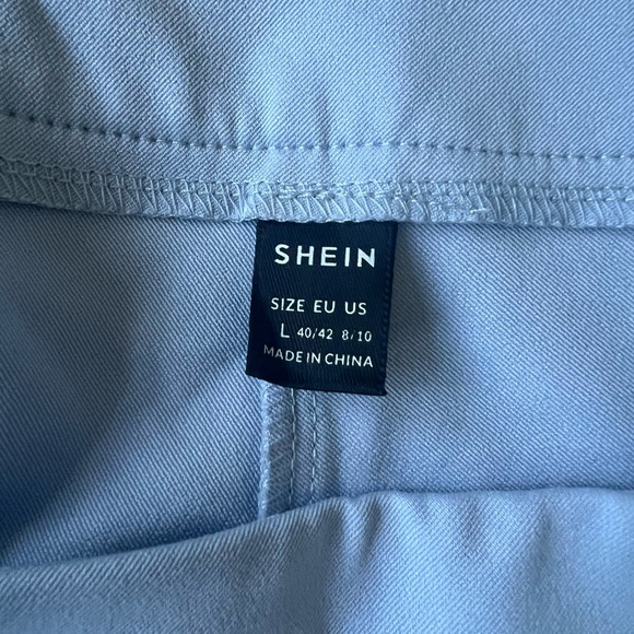 SHEIN Light Blue Pleated Trouser Pants Women’s Size Large with Pockets Side Zip - Picture 5 of 7